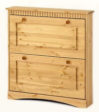 Schuhschrank mit 2 Klappen, Schrank aus Massivholz