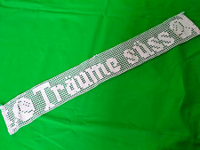 Träume Süß Spruchband Borte Häkel Band 61 x 9 cm Vintage Antik Dekoration Alt