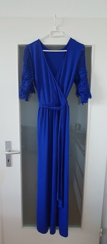 Blaues maxikleid mit spitze - blaues,