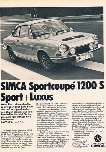 Simca werbeanzeige werbung - werbeanzeige,