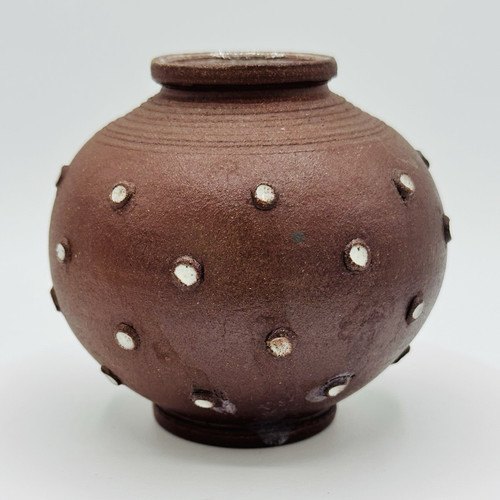 Keramikvase braun kugelform - keramikvase,