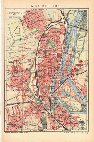 Magdeburg farbiger stadtplan - magdeburg,,