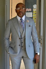 Herren Grau Anzüge Designer Hochzeit Bräutigam Dinner Freizeit Suit (Jacke +