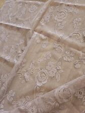 Landhaus Gardine 2 Stück mit Schlaufen Rose Altrosa Spitze