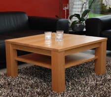 Couchtisch Lounge Tisch Buche 60x60 Massivholz nach Maß Echtholz Ablage optional