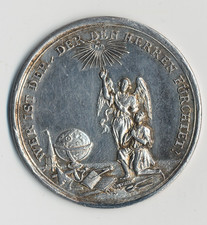 Religiöse Medaille Silber-illustriert Psalm 25 (18.Jahrhundert)