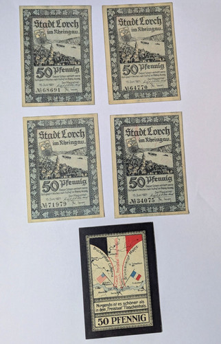 Lorch rheingau notgeld - 5x, lorch,