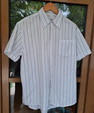 Camp David Herren Hemd Kurz Arm Gr. S gestreift grau/weiss