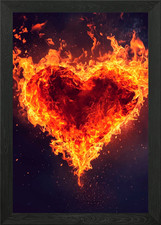 Flammendes Herz gerahmtes