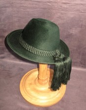 Trachten-Hut grün, Loden, Kordelschmuck– NEU