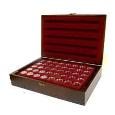 Holz-Münzkassette inkl 5 Münztableaus für 200 Stk 2 Euro Münzen in Kapseln NEU!