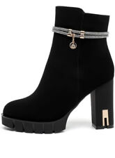 Damen Stiefeletten Absatz Plateau Glitzer High Heels elegant NEU B2750