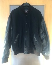 Stewart & Strauss Original US-College Jacke Vintage XL echte Leder Ärmel black