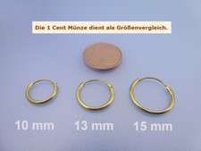 Echt 14Kt. 585 Gold Männer Herren Rundrohr Creole / 10 13 15 mm / 1,2 mm Breite 