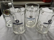 4 Bierkrüge Glas Henkel