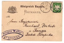 DOA 1902 INCOMMING MAIL nach TANGA aus Bayern (T8258