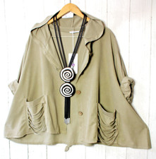 Moonshine Cord Jacke Zipfel  Kapuze 48 50 52  Gr 2 Lagenlook Beige Taschen