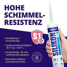 12 x Silikon Sanitär 300 ml Fugendicht Bad Kuche Dichtstoff Antrazit Silber Grau