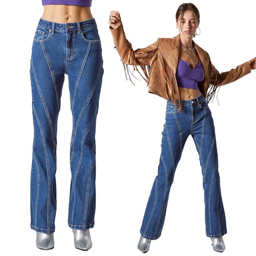 Damen flare jeans quernähte - damen,