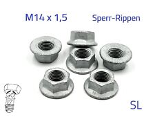 5 Stück Mutter M14x1,5 mit Bund Kl. 10 (10.9) Zinklamelle Sperr Rippen