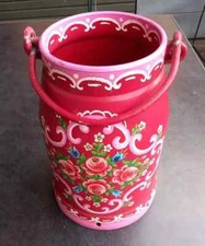 Alte Milchkanne bemalt Blumenmotiv 10L