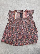 Next T-Shirt Bluse Rüschen Gr. 110 Cm rot schwarz Basic Blumen Elegant