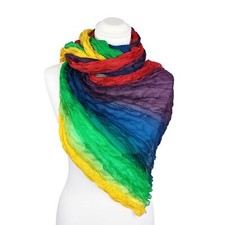 Knitterschal Halstuch Schal XXL bunt Regenbogen-Farbverlauf 100% Seide 180x90cm