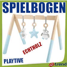 PLAYTIVE Holz Spielbogen mit 3 Plüschanhängern 4-teilig BLAU NEW
