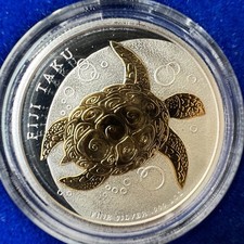 2010 Fiji Taku – 1 oz gilded in Ozeanbox – Hawksbill Turtle