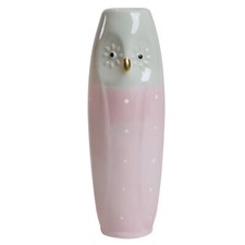 Vase Eule rosa/grün Keramik