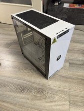 PC Gehäuse Midi Tower ATX, Weiß/Schwarz mit Glas-Seitenteil & Front-USB