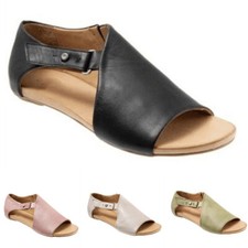 Damen Leder Sandalen Flach