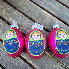 3 x Glasei Glas Ostereier 7cm