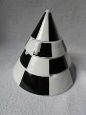 Arzberg 3 Aschenbecher mit Deckel Pyramide stapelbar Porzellan schwarz/weiß Rar