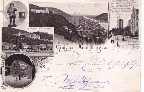 Antike 1891 gelaufen gruß - 1891,