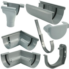 Marley Dachrinnenset aus PVC Dachrinnenteile RG 100 Grau RAL 7040 Fallrohrsystem