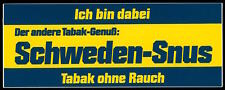Werbe Aufkleber - Schweden Snus Tabak - 16x6cm - Vintage Reklame 80er 90er
