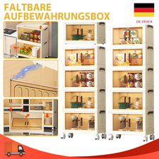 Stapelbox Faltbare Aufbewahrungsbox mit Deckel Groß mit Türen und Rädern Weiß