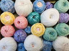 Konvolut Spitzenhäkelgarn Wäschegarn Klöppel DDR Weiß Grün Gelb Blau Lila Rosa