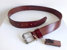 REAR RAG RECYCLE Herren-Ledergürtel rotbraun dickes Leder Metallschnalle 95