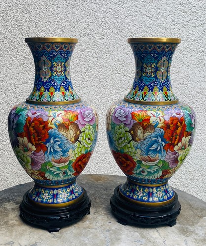 Cloisonne vase zwei stück - cloisonne, vase,