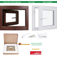 Kellerfenster Kunststofffenster innen weiß außen Mahagoni Braun 2 fach 3 fach