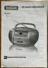 Bedienungsanleitung Deutsch Watson CD Radio Recorder RR5897 Gebrauchsanweisung