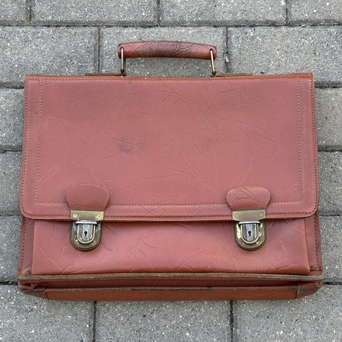 Vintage leder aktentasche - leder,
