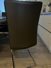 8x Esszimmer Schwingstuhl Edelstahl Leder Braun