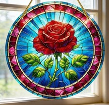 Acrylbild rote Rose Tiffany