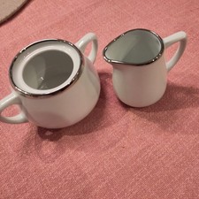 Walküre Bayreuth Porzellan Platinrand Weiss Zuckerdose Milchkännchen