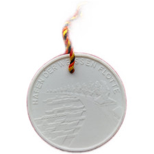 Meissen Porzellan Medaille - Berlin - Hafen der weissen Flotte 40 mm