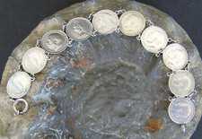 FEINES ECHT SILBERMÜNZ ARMBAND MIT ANTIKEN ENGLISCHEN SILBER MÜNZEN