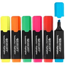 Textmarker 6er Set leuchtende Farben Marker Keilspitze Wasserbasis Schule Büro